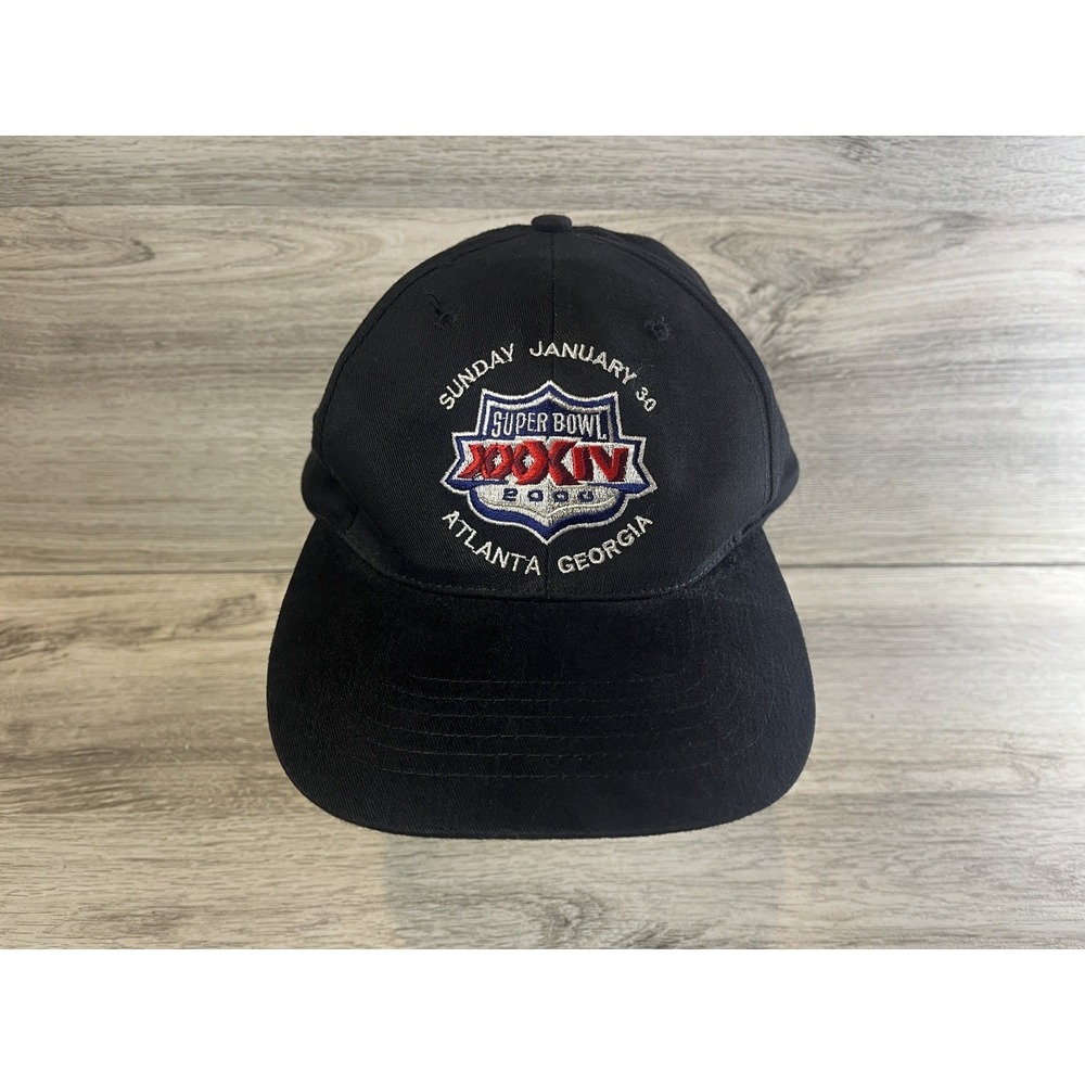 NWOT Super Bowl XXXIV‎ Atlanta Georgia Black Logo 7 Adjustable Snapback Hat Cap